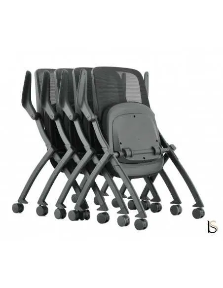 fauteuil de conférence sur roulettes et gain de place avec assise rabattable
