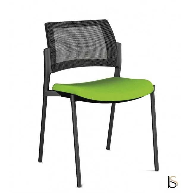 chaise 4 pieds pour réunion Kyos - Sokoa avec assise tissu et dossier filet