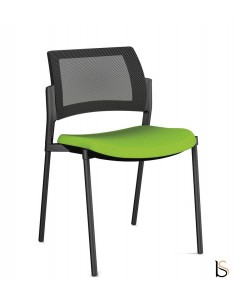 chaise 4 pieds pour réunion Kyos - Sokoa avec assise tissu et dossier filet
