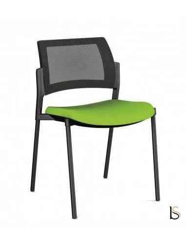 chaise 4 pieds pour réunion Kyos - Sokoa avec assise tissu et dossier filet
