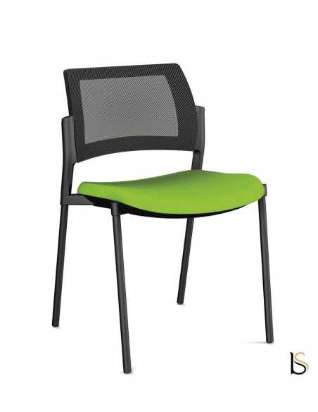 chaise 4 pieds pour réunion Kyos - Sokoa avec assise tissu et dossier filet