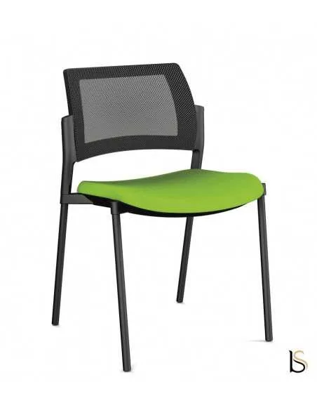 chaise 4 pieds pour réunion Kyos - Sokoa avec assise tissu et dossier filet