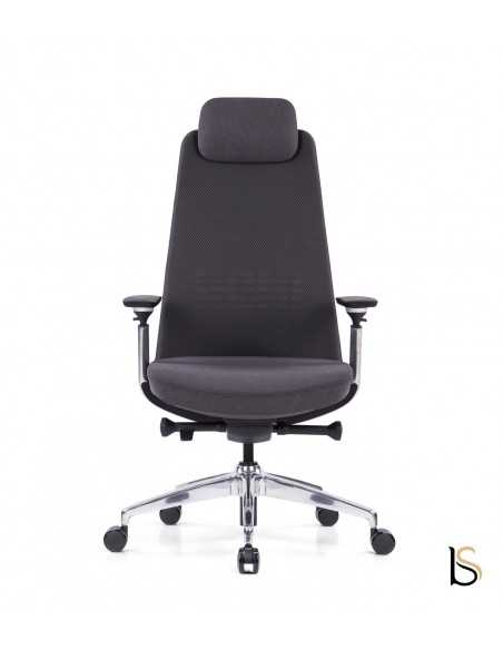 siège ergonomique en tissu avec accoudoirs et têtière