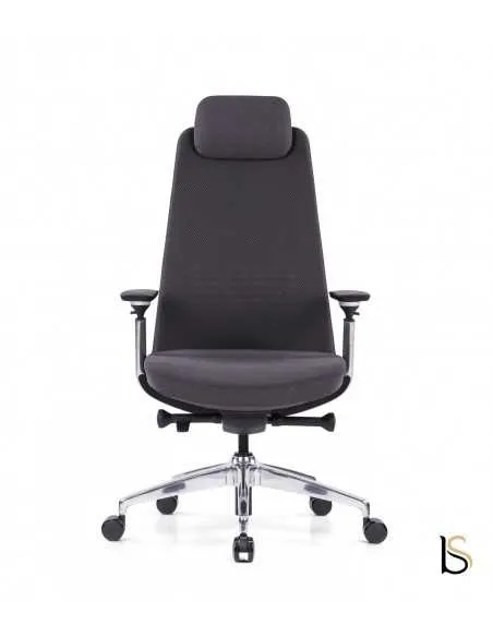 siège ergonomique en tissu avec accoudoirs et têtière