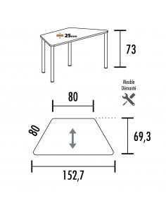Table de réunion trapézoïdale Mobel Linea 2