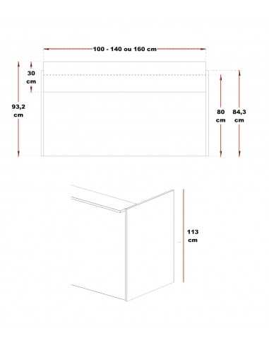 dimensions banque d'accueil torino droite 1 personne