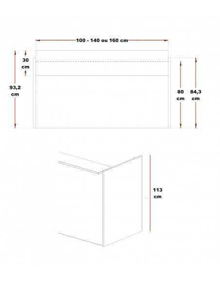 dimensions banque d'accueil torino droite 1 personne