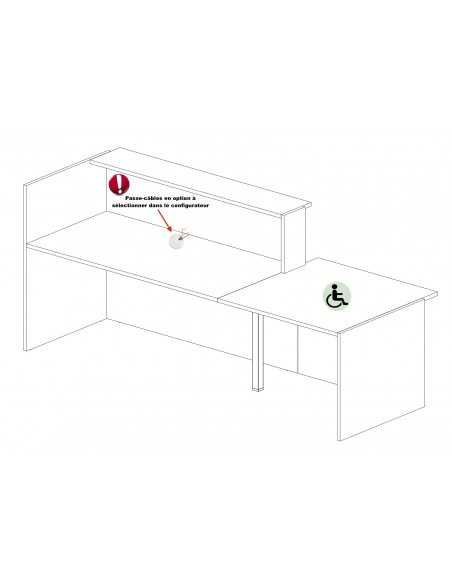 vue arrière comptoir d'accueil bi-color Torino avec accès PMR - Arteco