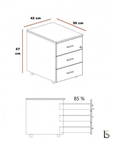 dimensions caisson 3 tiroirs