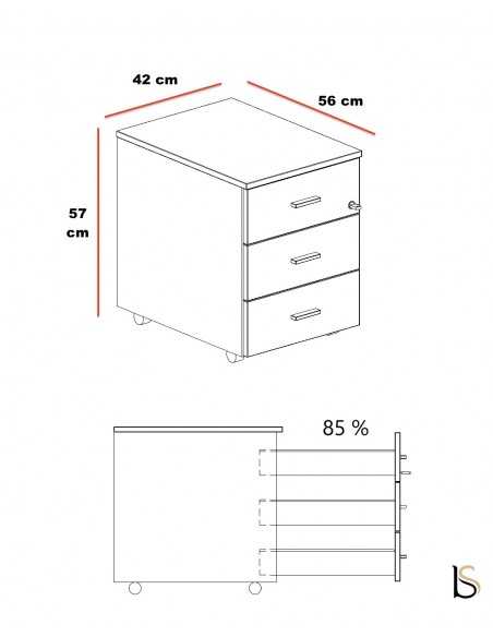 dimensions caisson 3 tiroirs