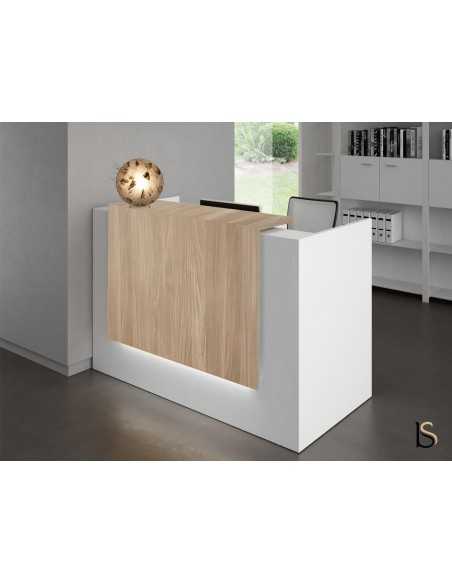 Bureau d'accueil Z2 Quadrifoglio blanche avec dessus chêne clair