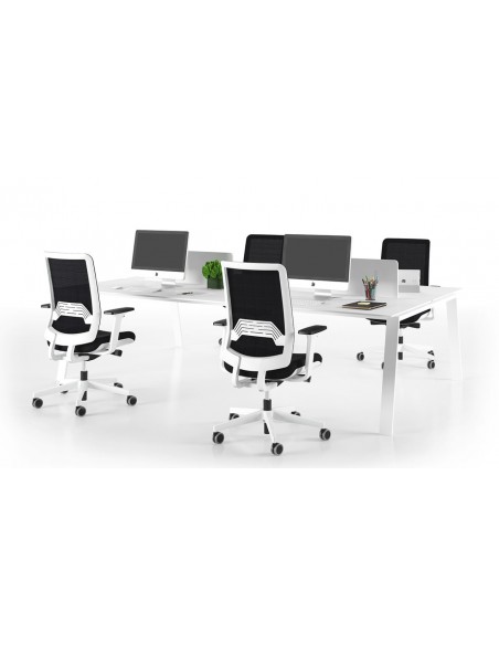 Siège de bureau Wi-Max finition blanc avec dossier résille de couleur - SOKOA