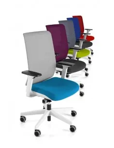 Siège de bureau Wi-Max finition blanc avec dossier résille de couleur - SOKOA