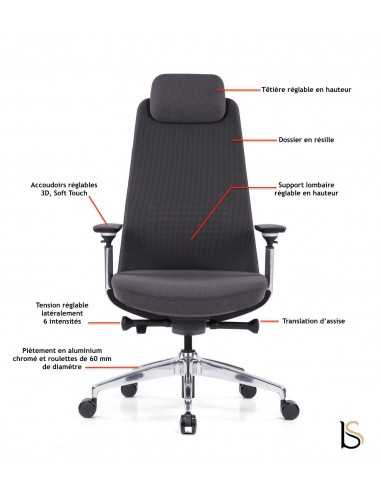 Fauteuil en tissu pour le bureau avec accoudoirs