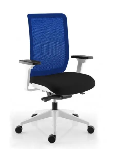 Siège de bureau Wi-Max finition blanc avec dossier résille de couleur - SOKOA