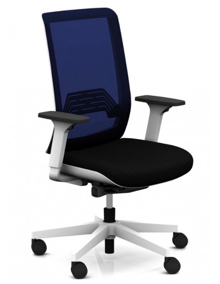 Siège de bureau Wi-Max finition blanc avec dossier résille de couleur - SOKOA