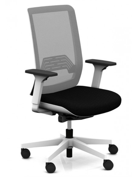 Siège de bureau Wi-Max finition blanc avec dossier résille de couleur - SOKOA