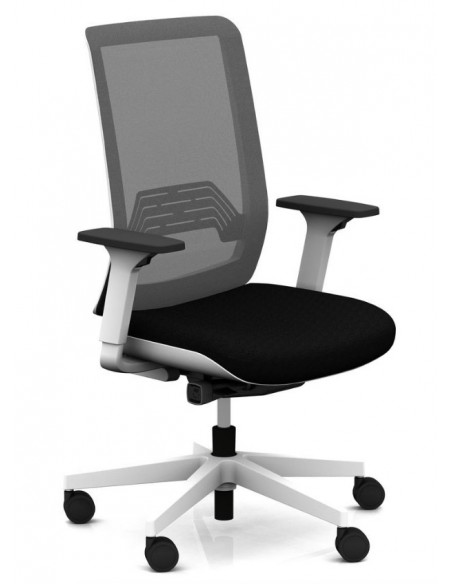 Siège de bureau Wi-Max finition blanc avec dossier résille de couleur - SOKOA