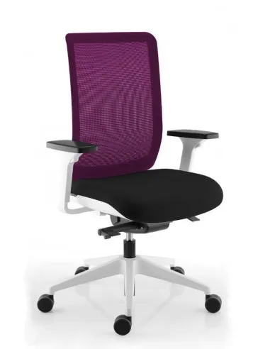 Siège de bureau Wi-Max finition blanc avec dossier résille de couleur - SOKOA
