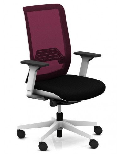 Siège de bureau Wi-Max finition blanc avec dossier résille de couleur - SOKOA