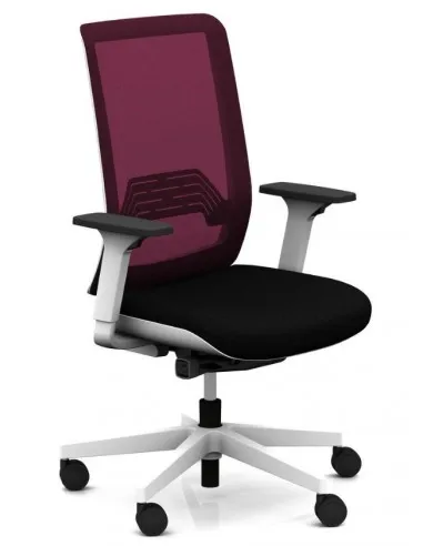 Siège de bureau Wi-Max finition blanc avec dossier résille de couleur - SOKOA
