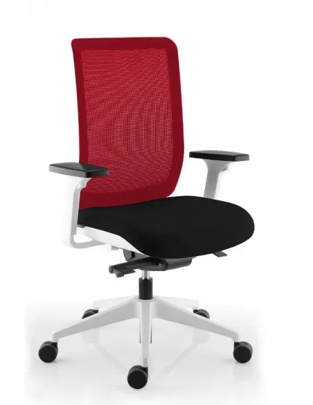 Siège de bureau Wi-Max finition blanc avec dossier résille de couleur - SOKOA
