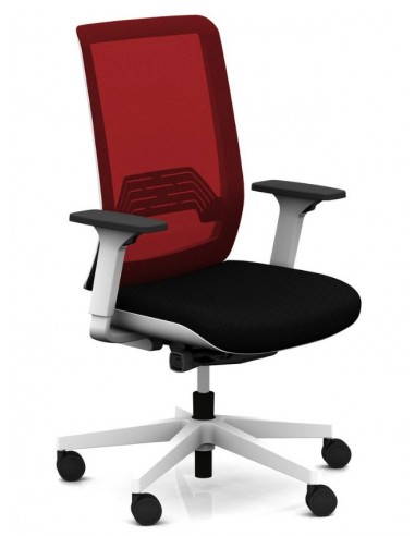 Siège de bureau Wi-Max finition blanc avec dossier résille de couleur - SOKOA