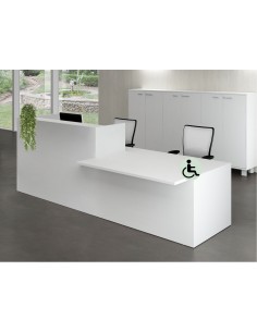 comptoir d'accueil economique Z2 - Quadrifoglio avec accès PMR à droite ou à gauche. Coloris blanc.