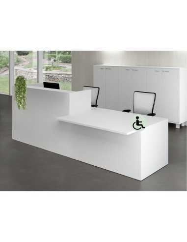 comptoir d'accueil economique Z2 - Quadrifoglio avec accès PMR à droite ou à gauche. Coloris blanc.