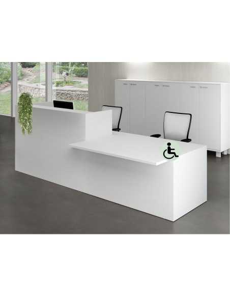 comptoir d'accueil economique Z2 - Quadrifoglio avec accès PMR à droite ou à gauche. Coloris blanc.