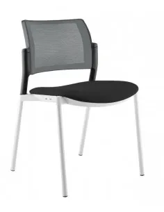 Chaise de réunion 4 pieds AMETS coque blanche, dossier résille de couleur – Sokoa