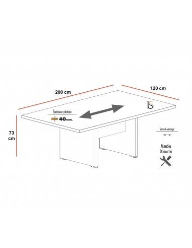 Plateau de table carré en chêne Ep 40mm avec 2 chants en forme d'écor