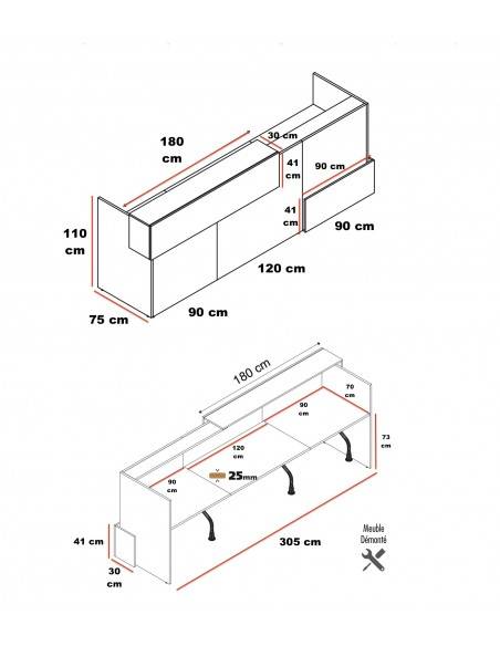 Banque d'accueil lumineuse Mitis - Dellarovere coloris noir