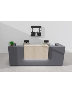 Banque d'accueil lumineuse 2 personnes Delta coloris anthracite, gris foncé avec dessus de couleur Mobel Linea