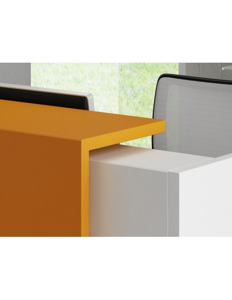 Comptoir d’accueil en angle avec accès bas sur le côté, modèle Z2 - Officity.