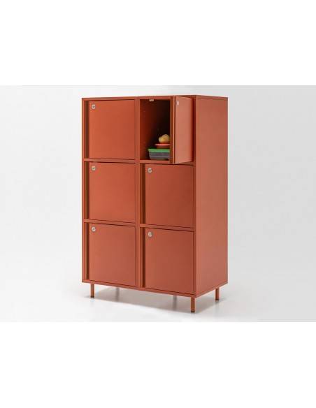 Meuble a casiers 6 cases MDD coloris rouge brique