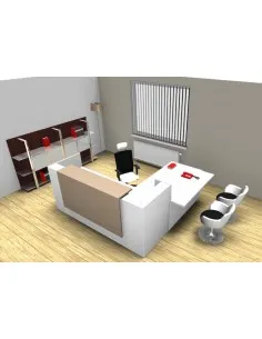 Comptoir d’accueil en angle avec accès bas sur le côté, modèle Z2 - Officity.
