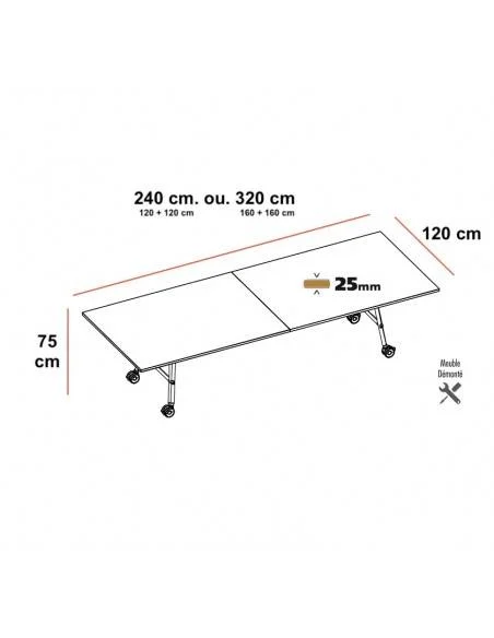 dimensions de la table de coworking serinity de chez Quadrifoglio