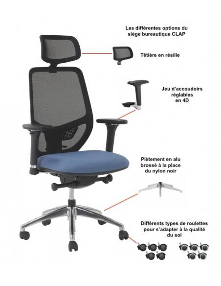 options du fauteuil bureautique adrien Sitek