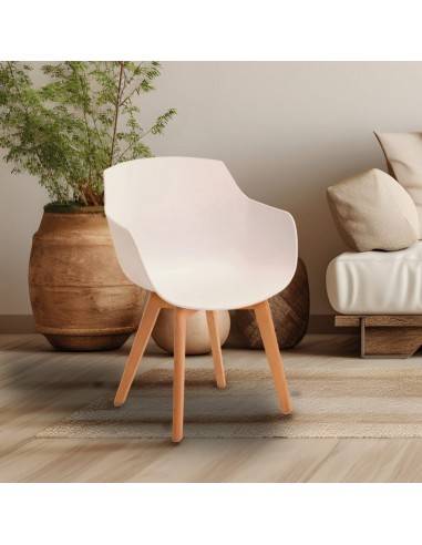 chaise d'accueil en plastique et bois