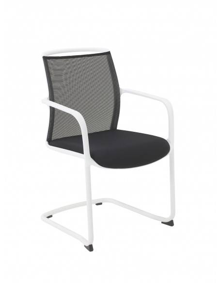 fauteuil-visiteur-tissu-type-luge-empilable-noir-blanc