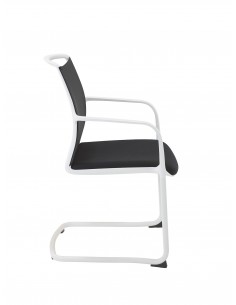 fauteuil-visiteur-tissu-type-luge-empilable-noir-blanc 2
