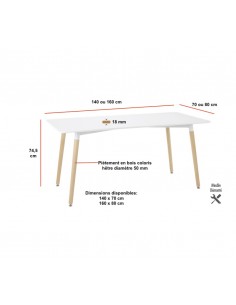 table multi-usages blanche avec pieds en bois style scandinave 2