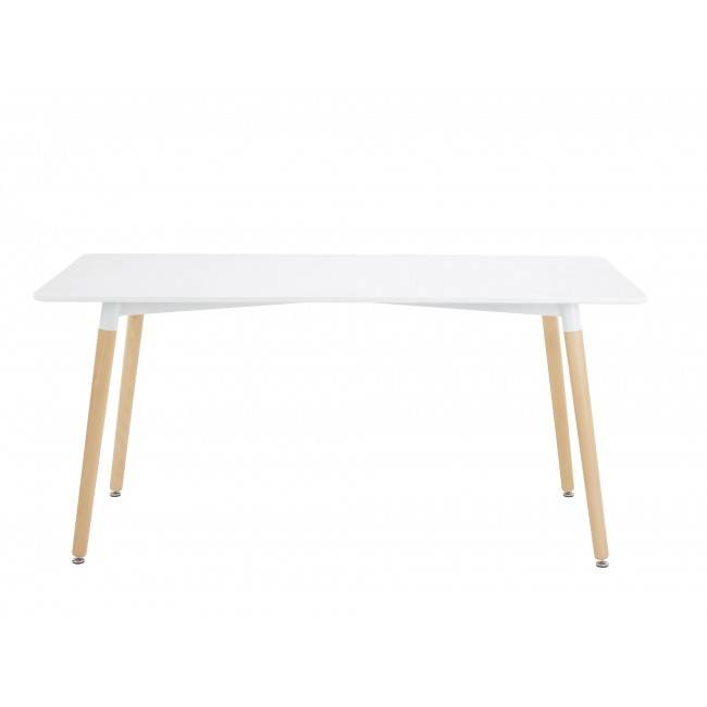 table multi-usages blanche avec pieds en bois style scandinave