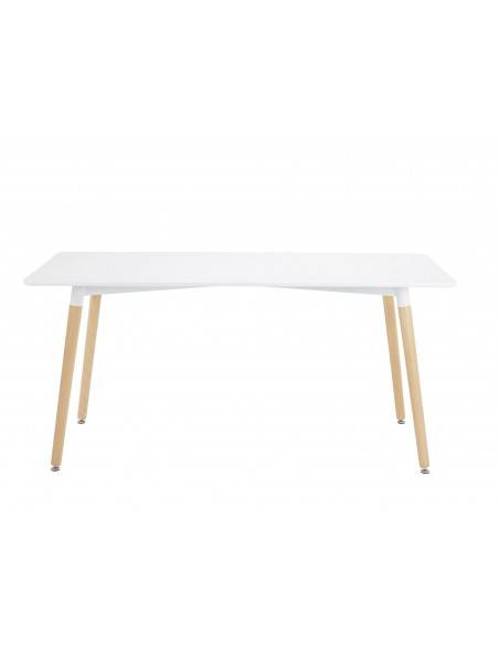 table multi-usages blanche avec pieds en bois style scandinave