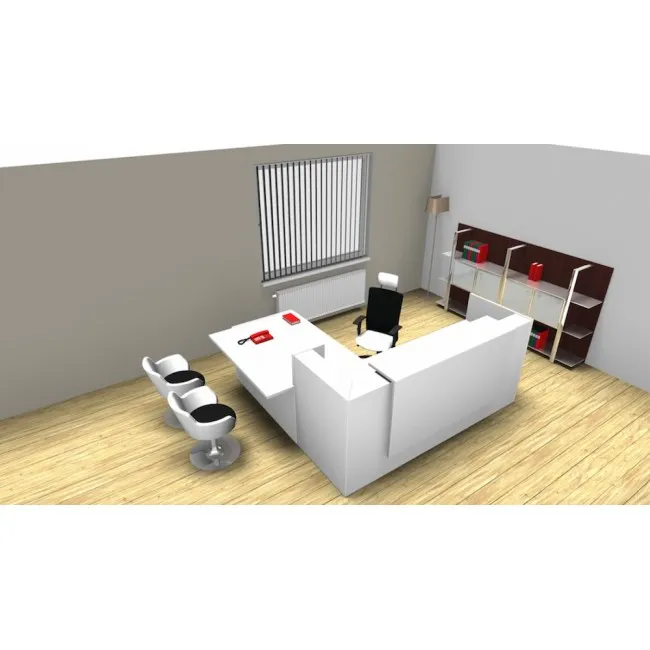 Comptoir d’accueil en angle avec accès bas sur le côté, modèle Z2 - Officity.