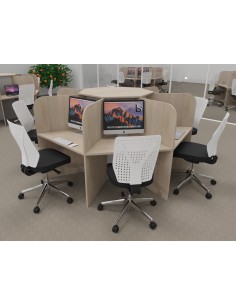 Bureau call center 7 places mobel linea version mélaminé acacia clair