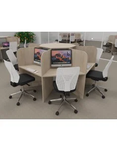 Bureau call center 7 places mobel linea version mélaminé acacia clair