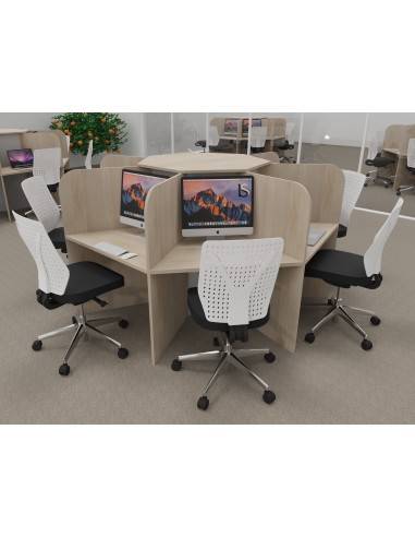 Bureau call center 7 places mobel linea version mélaminé acacia clair