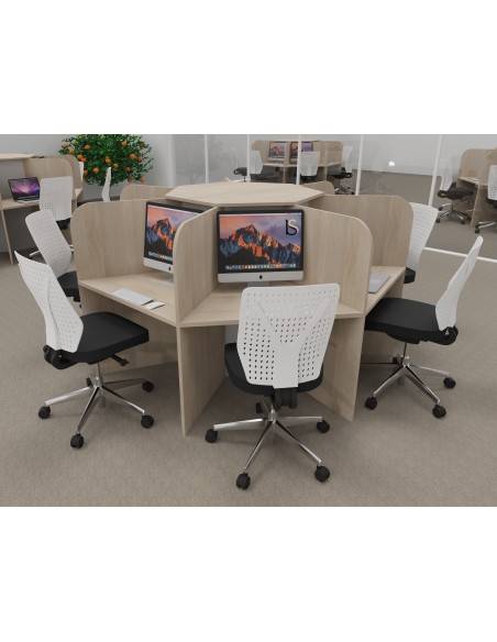 Bureau call center 7 places mobel linea version mélaminé acacia clair